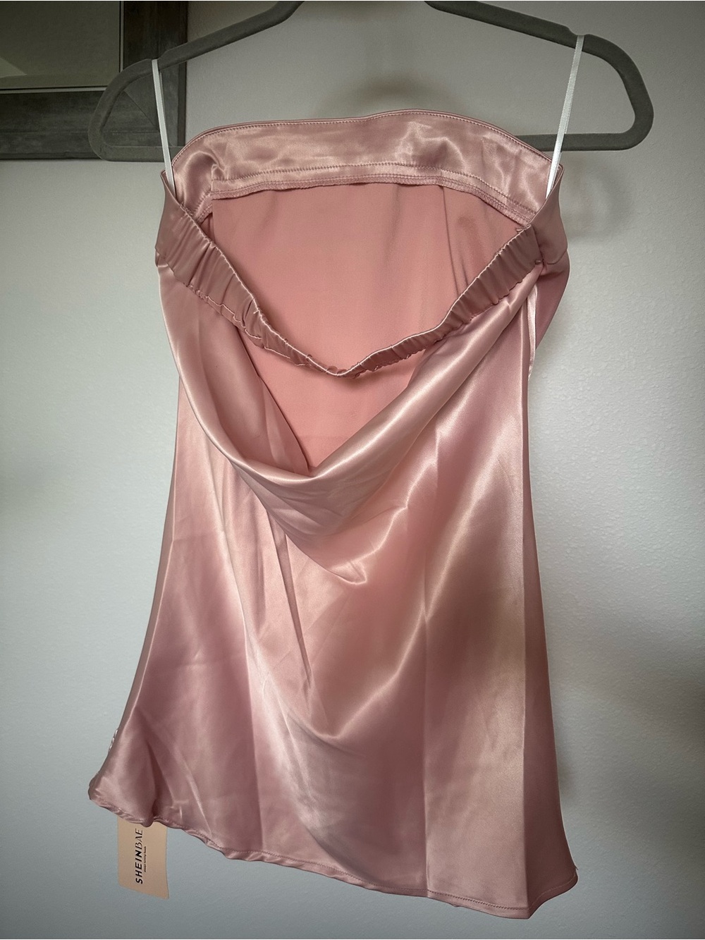 SHEINBAE Blush Pink Satin Slip Mini Dress